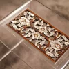 Handmade Acrylic Table with Wooden Surface and Mother of Pearl Inlay