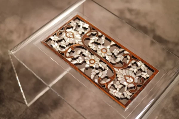 IMG-20240516-WA0116 Handmade Acrylic Table with Wooden Surface and Mother of Pearl Inlay
