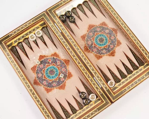 1 Golden backgammon and Chess / wooden board inlaid with copper / Board games / Royal gift