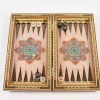 Golden Chess wooden board inlaid with copper/backgammon pieces included/ Board games/ luxury gift