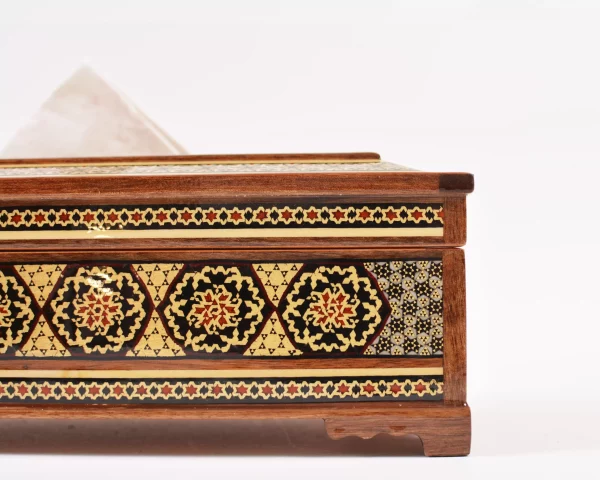 1 Luxurious wooden tissue box, handmade and inlaid with copper