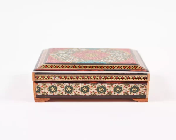 wooden box inlaid with copper with a traditional Islamic design