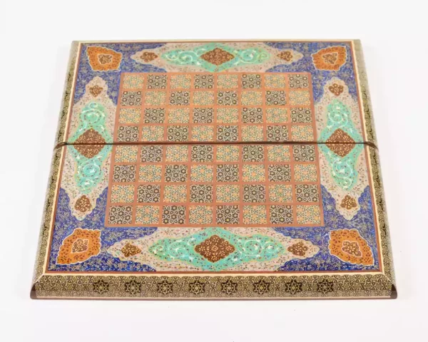 1 Golden backgammon and Chess / wooden board inlaid with copper / Board games / Gift idea