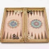 Golden backgammon and Chess / wooden board inlaid with copper / Board games / special gift