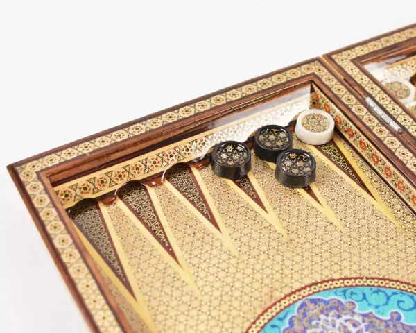 1 Golden Chess wooden board inlaid with copper/backgammon/ Board games/ luxury gift