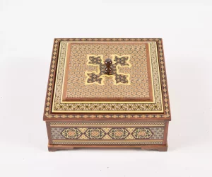 Luxurious handmade wooden box inlaid with copper