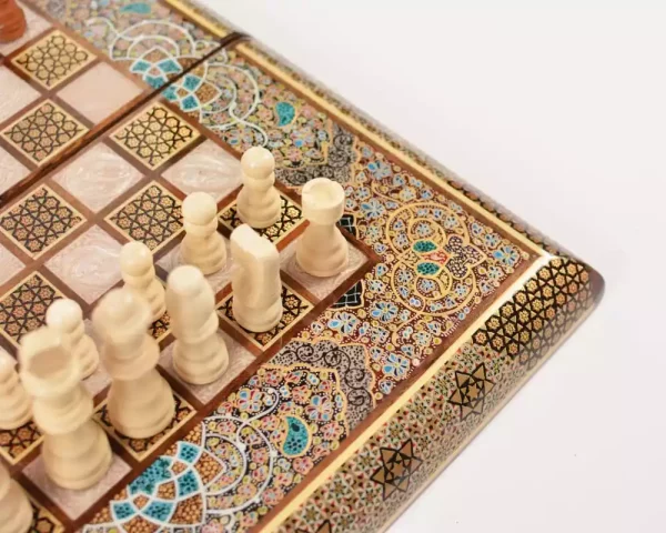 10 Golden backgammon and Chess / wooden board inlaid with copper / Board games / Royal gift