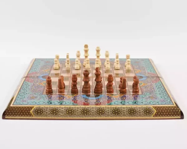10 Golden backgammon and Chess / wooden board inlaid with copper / Board games / special gift