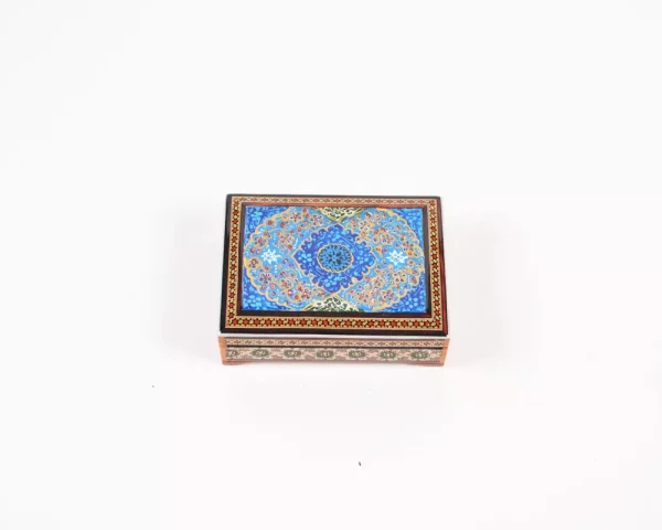wooden box inlaid with copper with a traditional Islamic design
