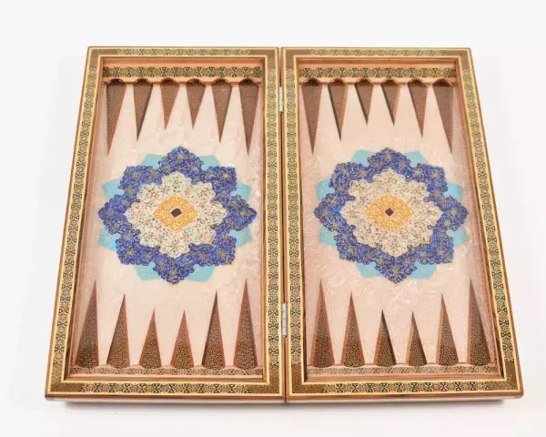 11 Golden backgammon and Chess / wooden board inlaid with copper / Board games / unique gift