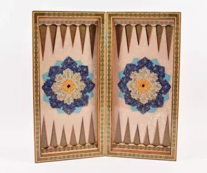 Golden backgammon and Chess / wooden board inlaid with copper / Board games / unique gift