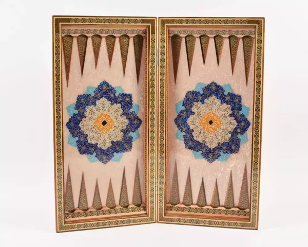 12 Golden backgammon and Chess / wooden board inlaid with copper / Board games / unique gift