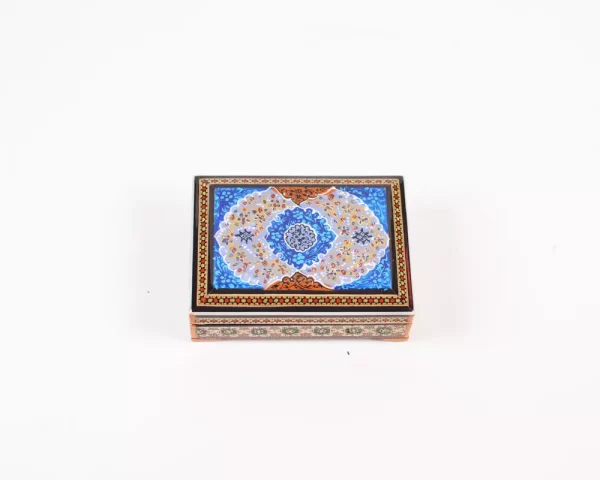wooden box inlaid with copper with a traditional Islamic design