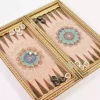 Golden backgammon and Chess / wooden board inlaid with copper / Board games / special gift