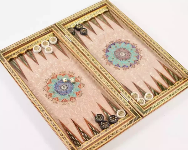 2 Golden backgammon and Chess / wooden board inlaid with copper / Board games / special gift