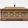 Luxurious handmade wooden box inlaid with copper