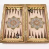 Golden backgammon and Chess / wooden board inlaid with copper / Board games / Royal gift