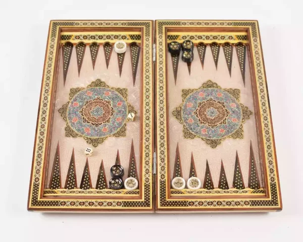 3 Golden backgammon and Chess / wooden board inlaid with copper / Board games / Royal gift