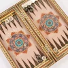 Golden Chess wooden board inlaid with copper/backgammon pieces included/ Board games/ luxury gift