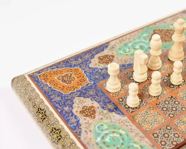 3 Golden backgammon and Chess / wooden board inlaid with copper / Board games / Gift idea