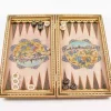 Golden Chess wooden board inlaid with copper/backgammon/ Board games/ Great gift