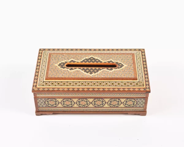 4 Luxurious wooden tissue box, handmade and inlaid with copper