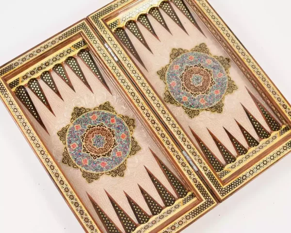 5 Golden backgammon and Chess / wooden board inlaid with copper / Board games / Royal gift