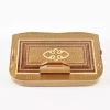 A distinctive and luxurious desk set, handcrafted from lemon wood and inlaid with copper