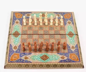 Golden backgammon and Chess / wooden board inlaid with copper / Board games / Gift idea