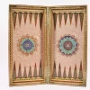 Golden backgammon and Chess / wooden board inlaid with copper / Board games / special gift