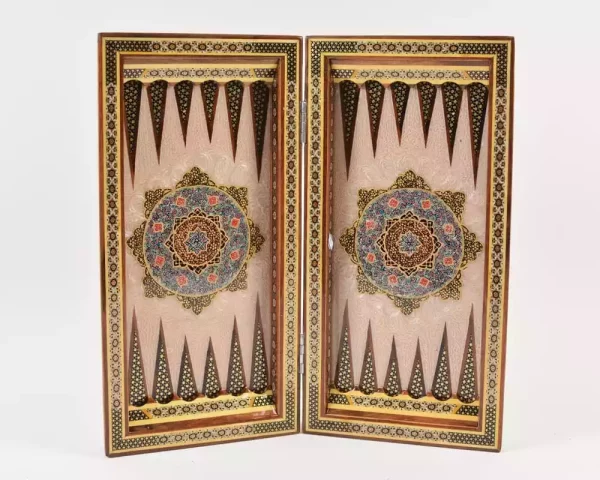 6 Golden backgammon and Chess / wooden board inlaid with copper / Board games / Royal gift