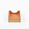A distinctive and luxurious desk set, handcrafted from lemon wood and inlaid with copper