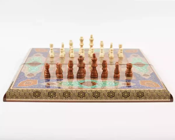 6 Golden backgammon and Chess / wooden board inlaid with copper / Board games / Gift idea