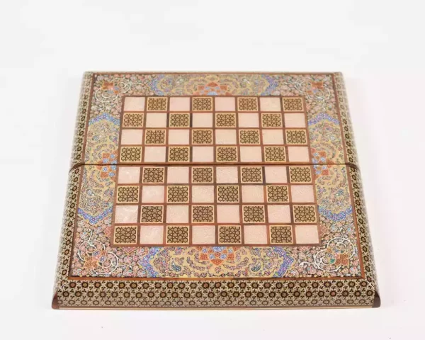 6 Golden Chess wooden board inlaid with copper/backgammon pieces included/ Board games/ luxury gift
