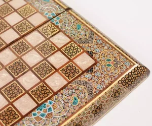 Golden backgammon and Chess / wooden board inlaid with copper / Board games / Royal gift