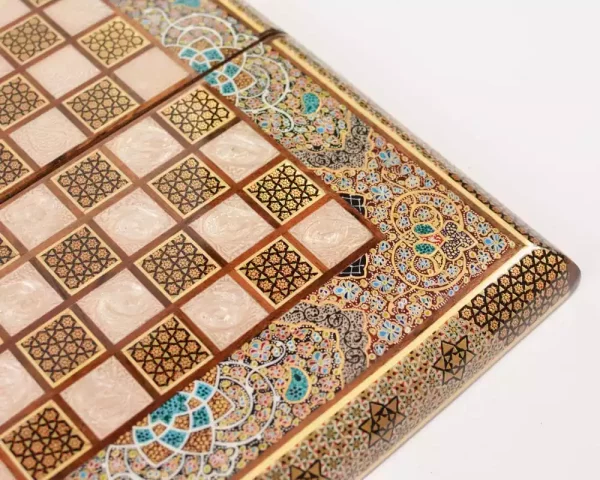 7 Golden backgammon and Chess / wooden board inlaid with copper / Board games / Royal gift