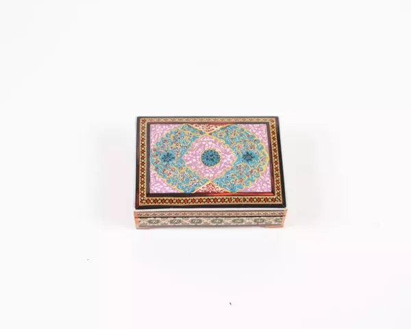 wooden box inlaid with copper with a traditional Islamic design