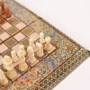 Golden Chess wooden board inlaid with copper/backgammon pieces included/ Board games/ luxury gift