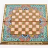 Golden backgammon and Chess / wooden board inlaid with copper / Board games / special gift