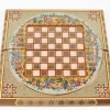 Golden Chess wooden board inlaid with copper/backgammon/ Board games/ Great gift
