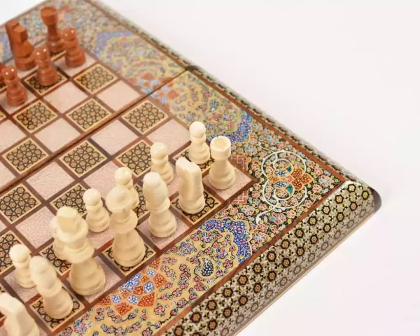 7 Golden Chess wooden board inlaid with copper/backgammon pieces included/ Board games/ luxury gift
