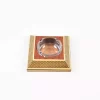 A distinctive and luxurious desk set, handcrafted from lemon wood and inlaid with copper