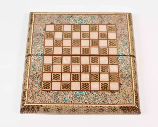 8 Golden backgammon and Chess / wooden board inlaid with copper / Board games / Royal gift