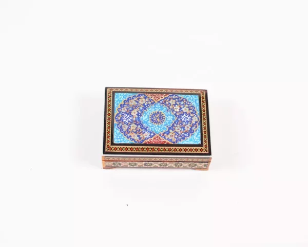 wooden box inlaid with copper with a traditional Islamic design