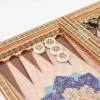 Golden backgammon and Chess / wooden board inlaid with copper / Board games / unique gift