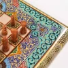 Golden backgammon and Chess / wooden board inlaid with copper / Board games / special gift