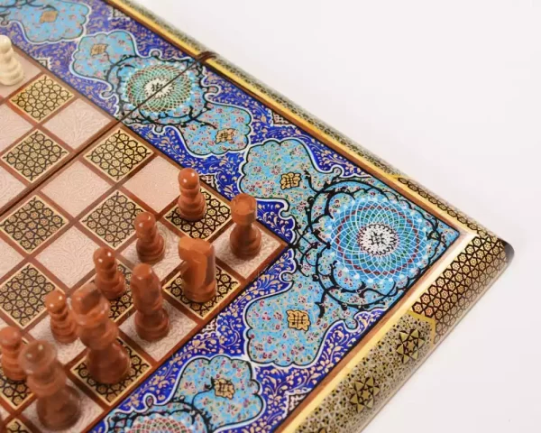 8 Golden backgammon and Chess /wooden board inlaid with copper/ Board games/ beautiful gift