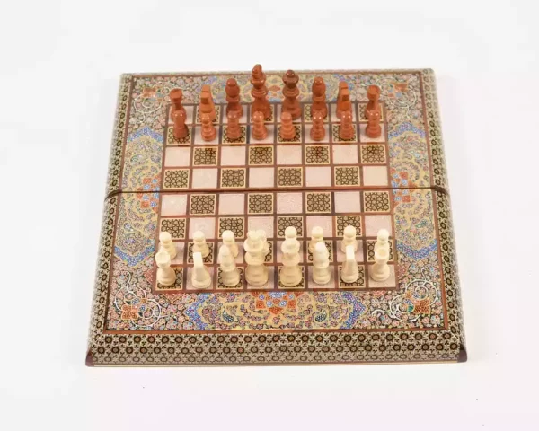 8 Golden Chess wooden board inlaid with copper/backgammon pieces included/ Board games/ luxury gift