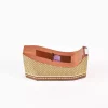 A distinctive and luxurious desk set, handcrafted from lemon wood and inlaid with copper