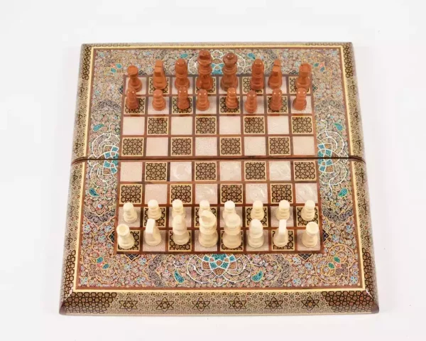 9 Golden backgammon and Chess / wooden board inlaid with copper / Board games / Royal gift